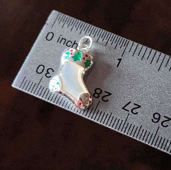 Christmas Stocking Tree MOP 925 Sterling Silver Pendant Charm Enamel Snowflake ❄ - Picture 13 of 14
